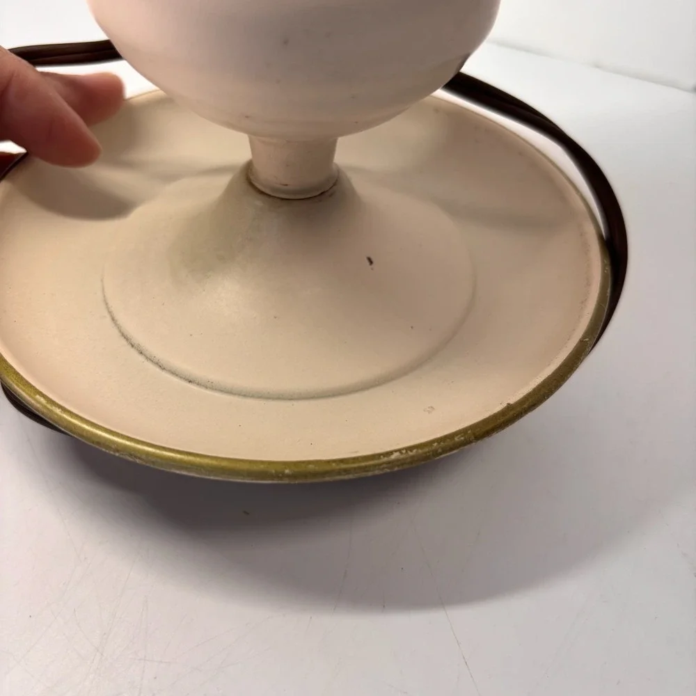 Milk Glass Hand Painted Floral Hurricane Vanity Table Lamp Trinket Tray VTG